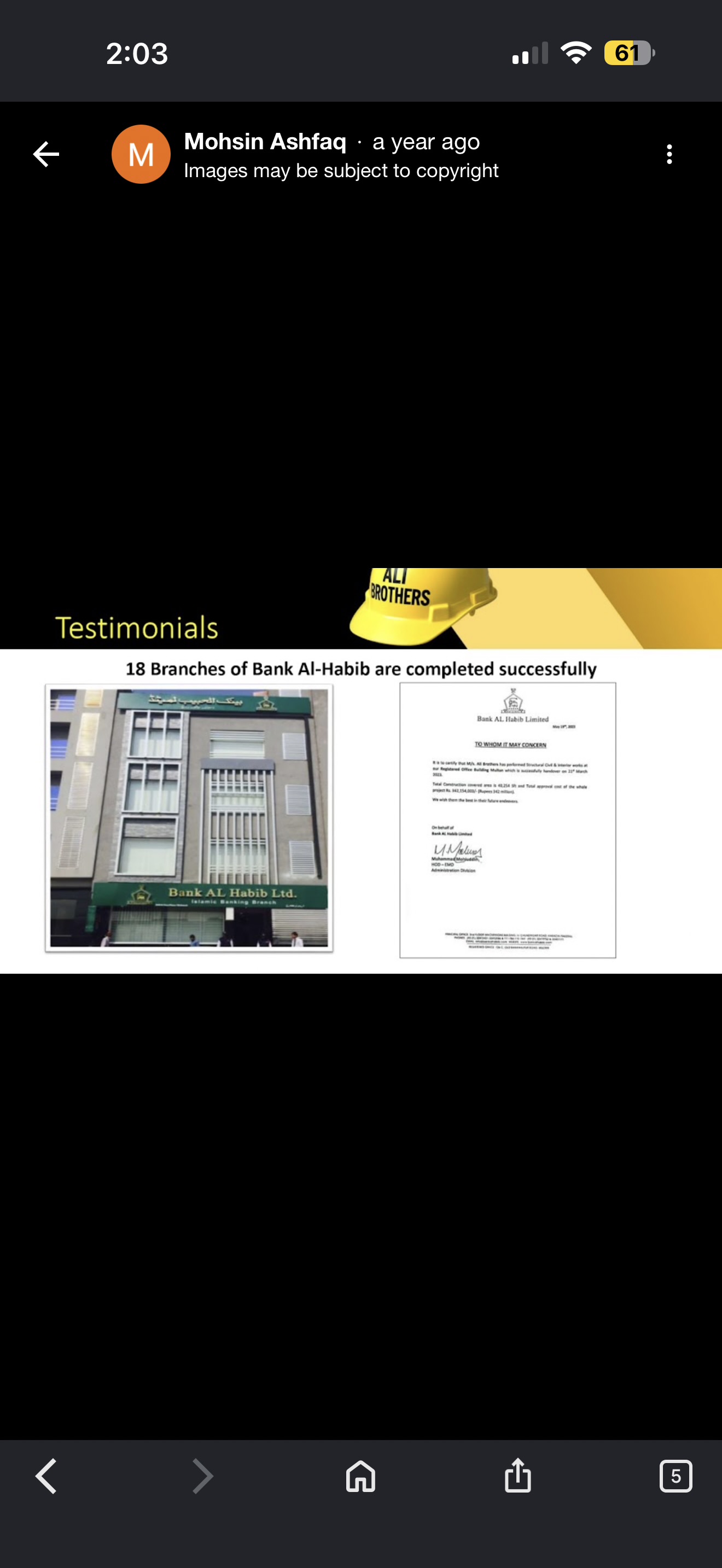 Bank Al Habib — branch delivery and testimonial